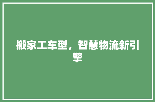 搬家工车型，智慧物流新引擎
