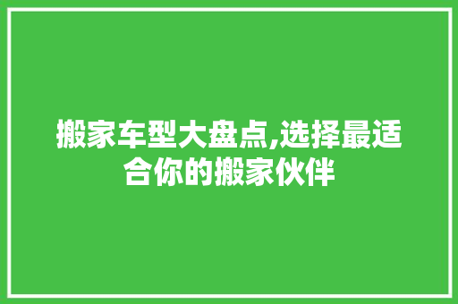 搬家车型大盘点,选择最适合你的搬家伙伴