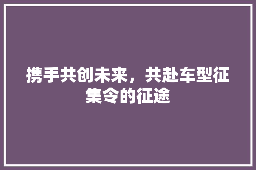 携手共创未来，共赴车型征集令的征途