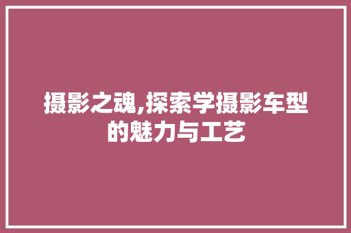 摄影之魂,探索学摄影车型的魅力与工艺