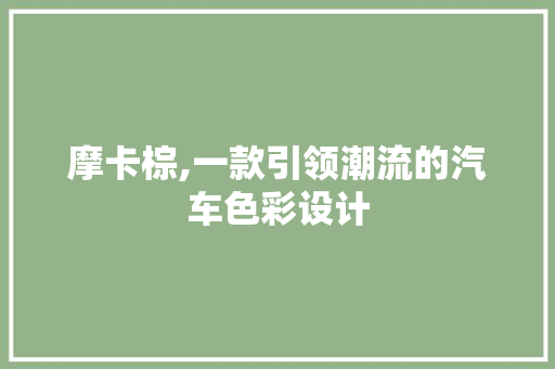 摩卡棕,一款引领潮流的汽车色彩设计