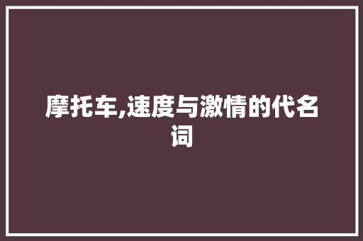 摩托车,速度与激情的代名词