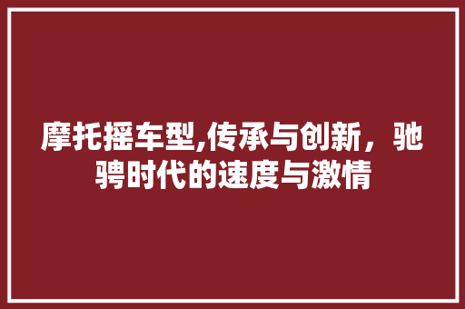 摩托摇车型,传承与创新，驰骋时代的速度与激情