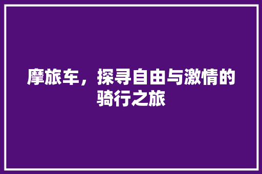 摩旅车，探寻自由与激情的骑行之旅