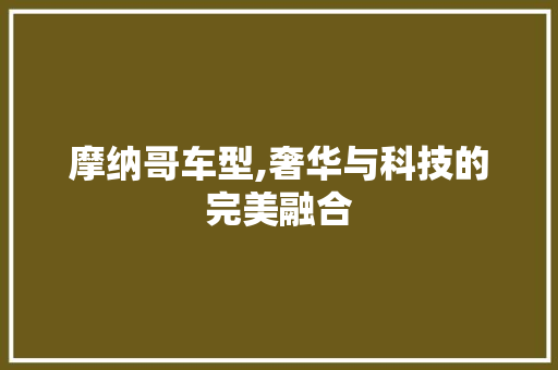 摩纳哥车型,奢华与科技的完美融合