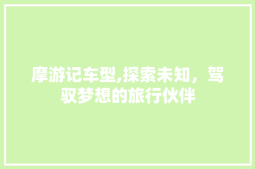 摩游记车型,探索未知，驾驭梦想的旅行伙伴