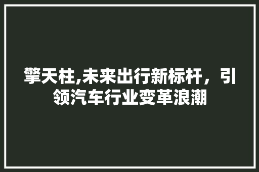 擎天柱,未来出行新标杆，引领汽车行业变革浪潮