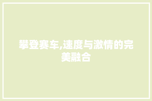 攀登赛车,速度与激情的完美融合