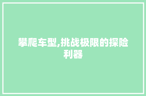 攀爬车型,挑战极限的探险利器