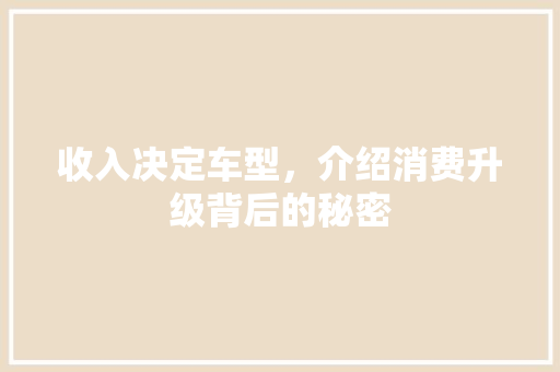 收入决定车型，介绍消费升级背后的秘密