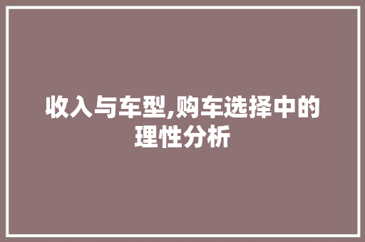收入与车型,购车选择中的理性分析