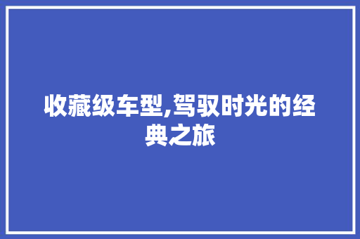 收藏级车型,驾驭时光的经典之旅