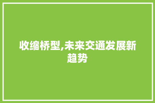 收缩桥型,未来交通发展新趋势