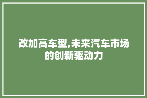 改加高车型,未来汽车市场的创新驱动力