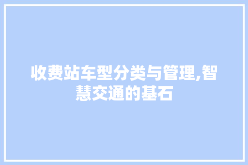 收费站车型分类与管理,智慧交通的基石