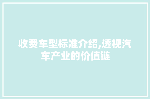 收费车型标准介绍,透视汽车产业的价值链