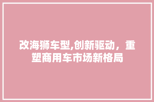 改海狮车型,创新驱动，重塑商用车市场新格局