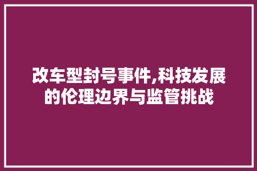 改车型封号事件,科技发展的伦理边界与监管挑战