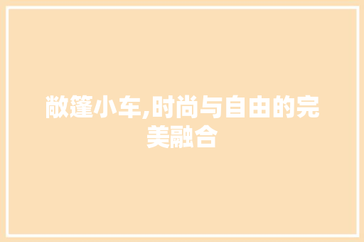 敞篷小车,时尚与自由的完美融合