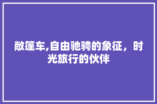 敞篷车,自由驰骋的象征，时光旅行的伙伴
