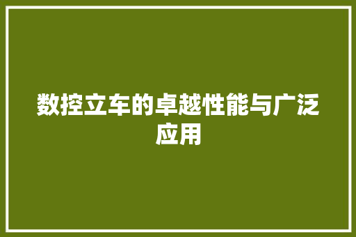 数控立车的卓越性能与广泛应用