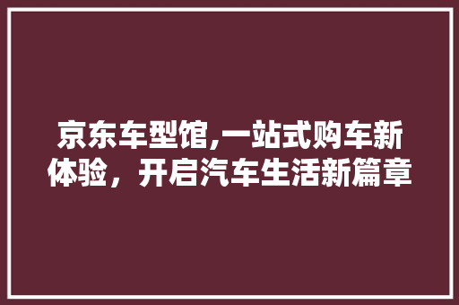京东车型馆,一站式购车新体验，开启汽车生活新篇章