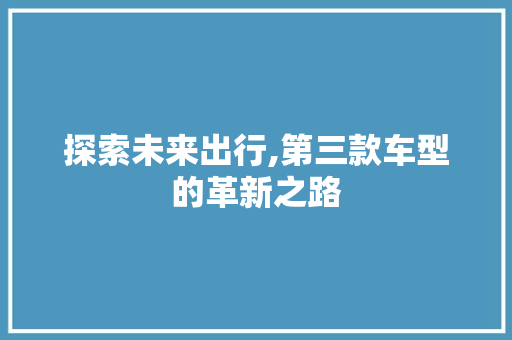 探索未来出行,第三款车型的革新之路
