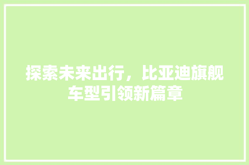 探索未来出行，比亚迪旗舰车型引领新篇章