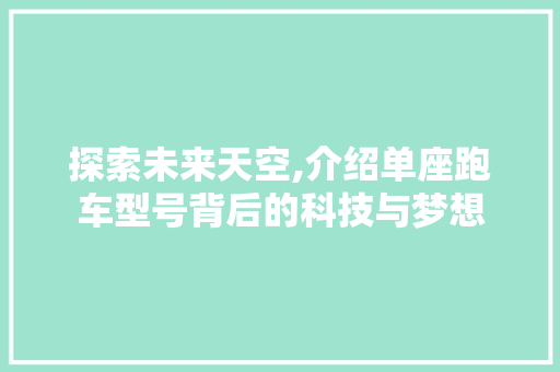 探索未来天空,介绍单座跑车型号背后的科技与梦想