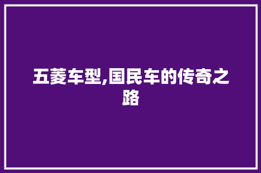 五菱车型,国民车的传奇之路