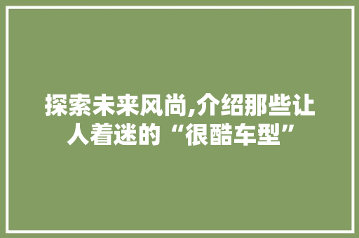 探索未来风尚,介绍那些让人着迷的“很酷车型”