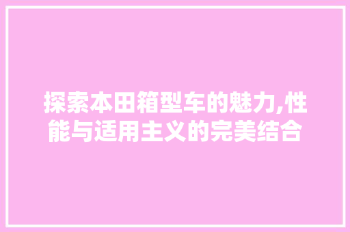 探索本田箱型车的魅力,性能与适用主义的完美结合 蓄电池配件