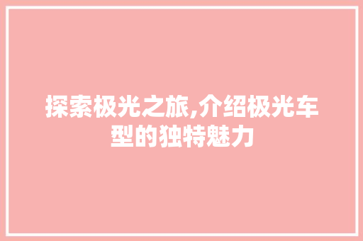 探索极光之旅,介绍极光车型的独特魅力
