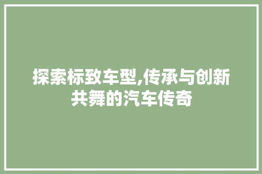 探索标致车型,传承与创新共舞的汽车传奇