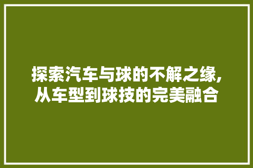 探索汽车与球的不解之缘,从车型到球技的完美融合