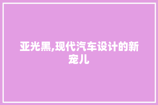 亚光黑,现代汽车设计的新宠儿