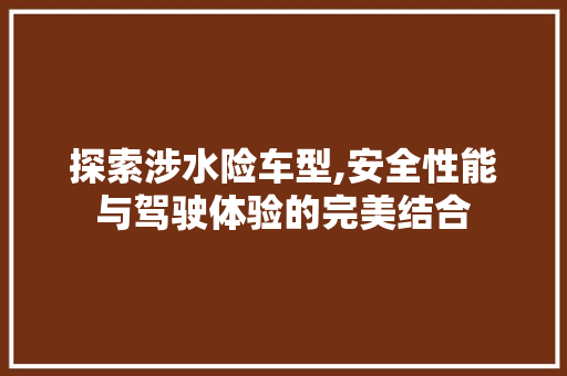 探索涉水险车型,安全性能与驾驶体验的完美结合