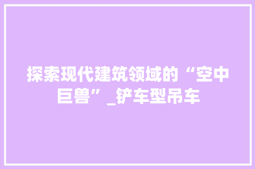 探索现代建筑领域的“空中巨兽”_铲车型吊车