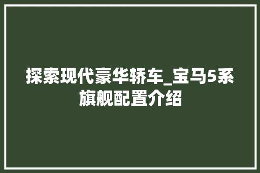 探索现代豪华轿车_宝马5系旗舰配置介绍