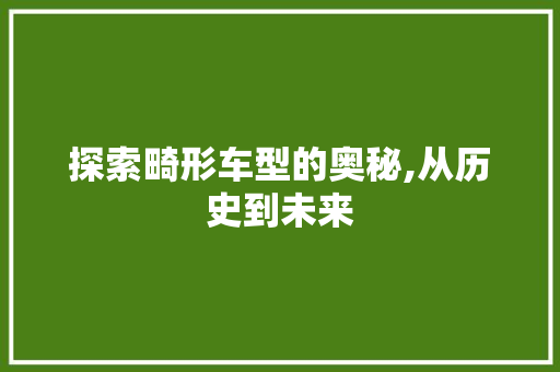 探索畸形车型的奥秘,从历史到未来