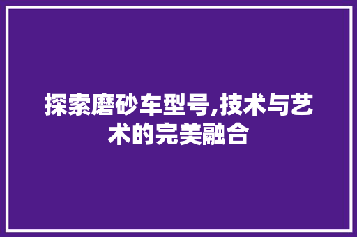 探索磨砂车型号,技术与艺术的完美融合