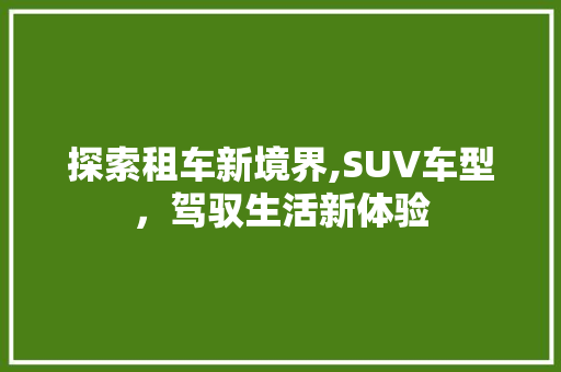 探索租车新境界,SUV车型，驾驭生活新体验
