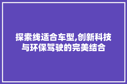 探索线适合车型,创新科技与环保驾驶的完美结合