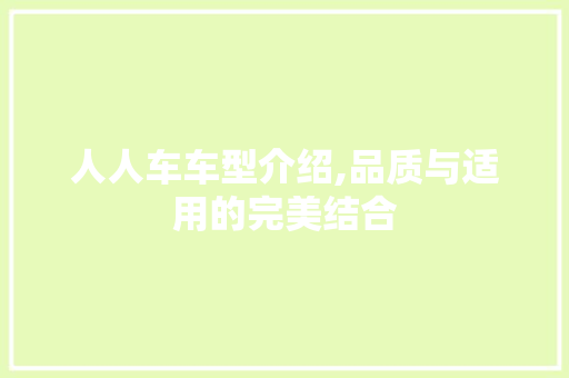 人人车车型介绍,品质与适用的完美结合 新款车型