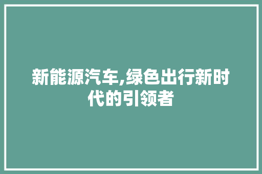新能源汽车,绿色出行新时代的引领者