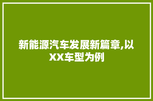 新能源汽车发展新篇章,以XX车型为例