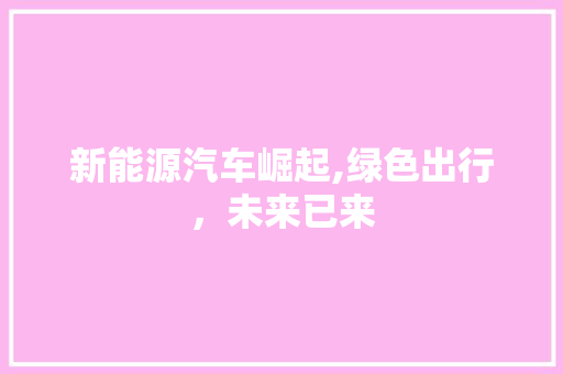 新能源汽车崛起,绿色出行，未来已来