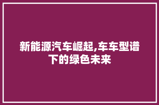 新能源汽车崛起,车车型谱下的绿色未来