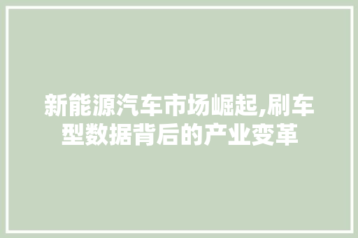 新能源汽车市场崛起,刷车型数据背后的产业变革
