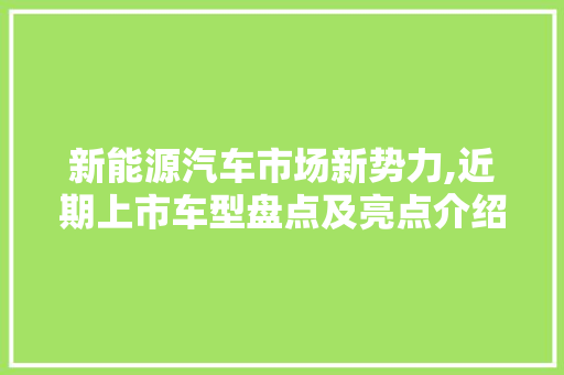 新能源汽车市场新势力,近期上市车型盘点及亮点介绍